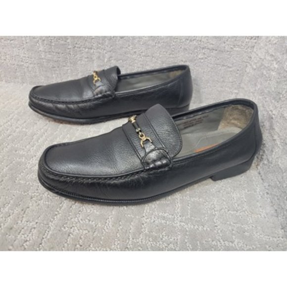 Florsheim Men's Size 13 D Black Leather Slip On Horsebit Moc Toe Loafer Shoes - Picture 6 of 9
